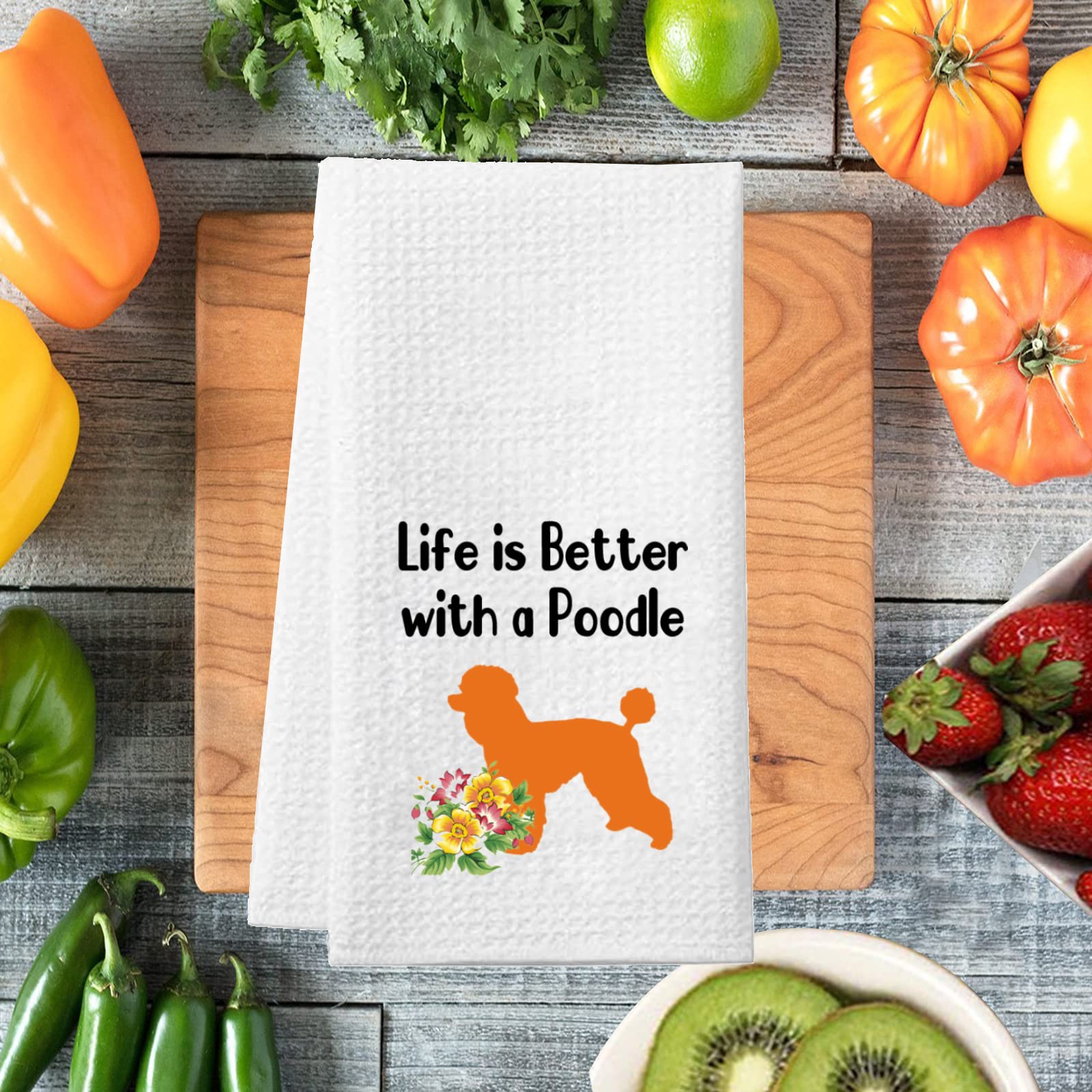 Poodle Dog Kitchen Towel Life is Better with a Poodle Kitchen Tea Bar Towel Puppy Dog Sweet Home Gift Towel Poodle Owner Gift