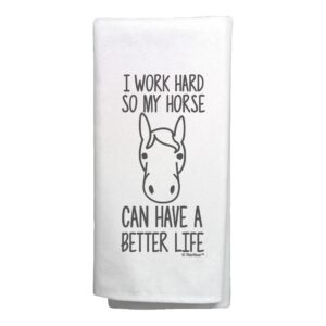 thiswear funny horse gifts i work hard so my horse can have a better life horse lover kitchen tea towel white