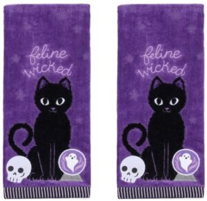 celebrate halloween together 2-pack kitchen bath towels black cat face