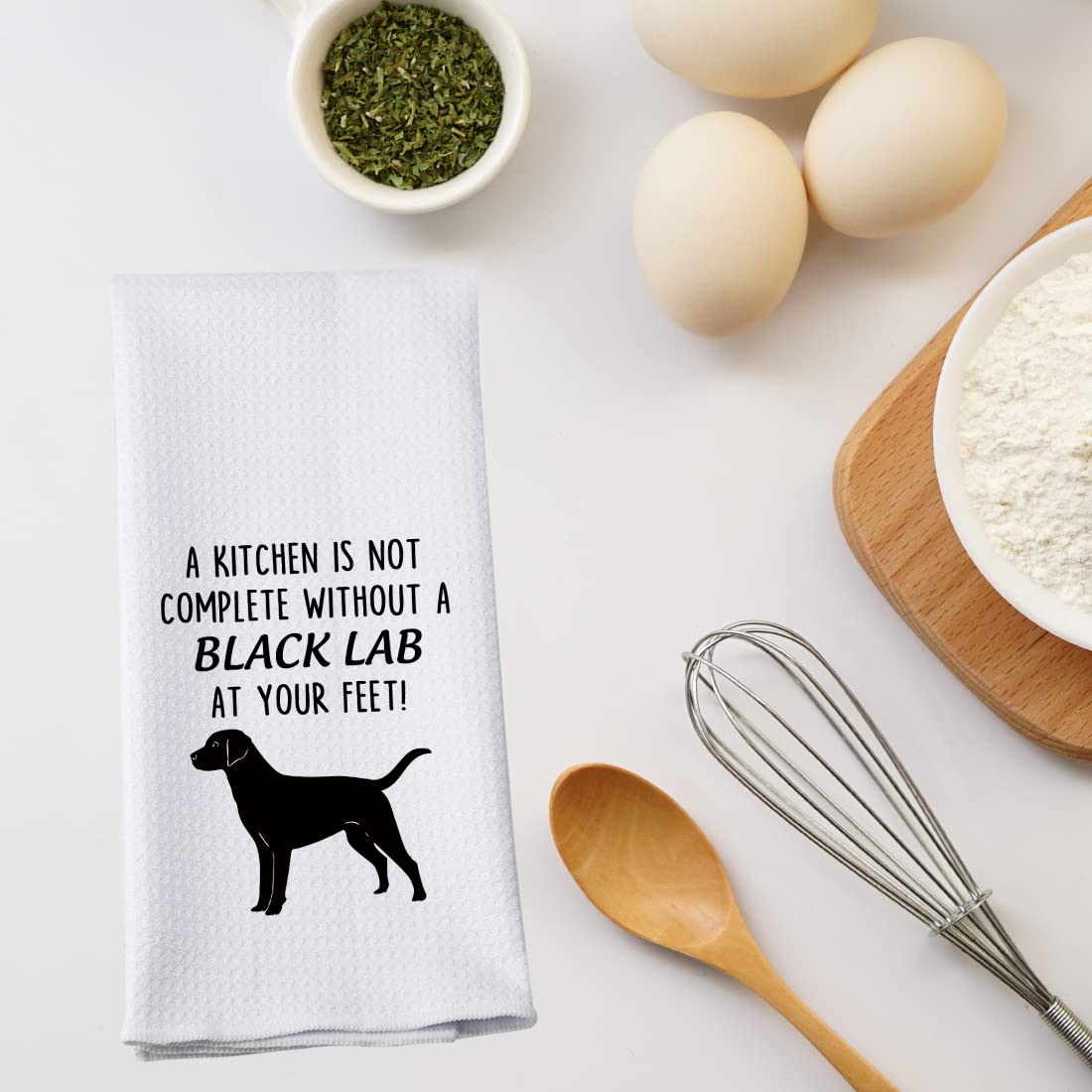 PWHAOO Black Lab Kitchen Towel A Kitchen is Not Complete Without A Black Lab Kitchen Towel Black Lab Lover Gift (Without A Black Lab T)