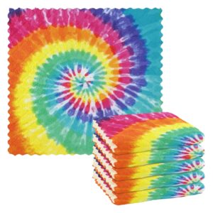 cataku tie dye rainbow kitchen dish cloths, reusable dish rags for washing dishes, microfiber cleaning cloths dish towels washcloths for kitchen drying, 6 pack