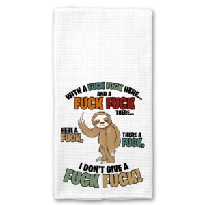 funny f*ck sloth farmer song microfiber tea towel kitchen linen adult theme gift for her