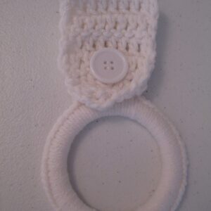 Crocheted Hanging Dish Towel Holder - White