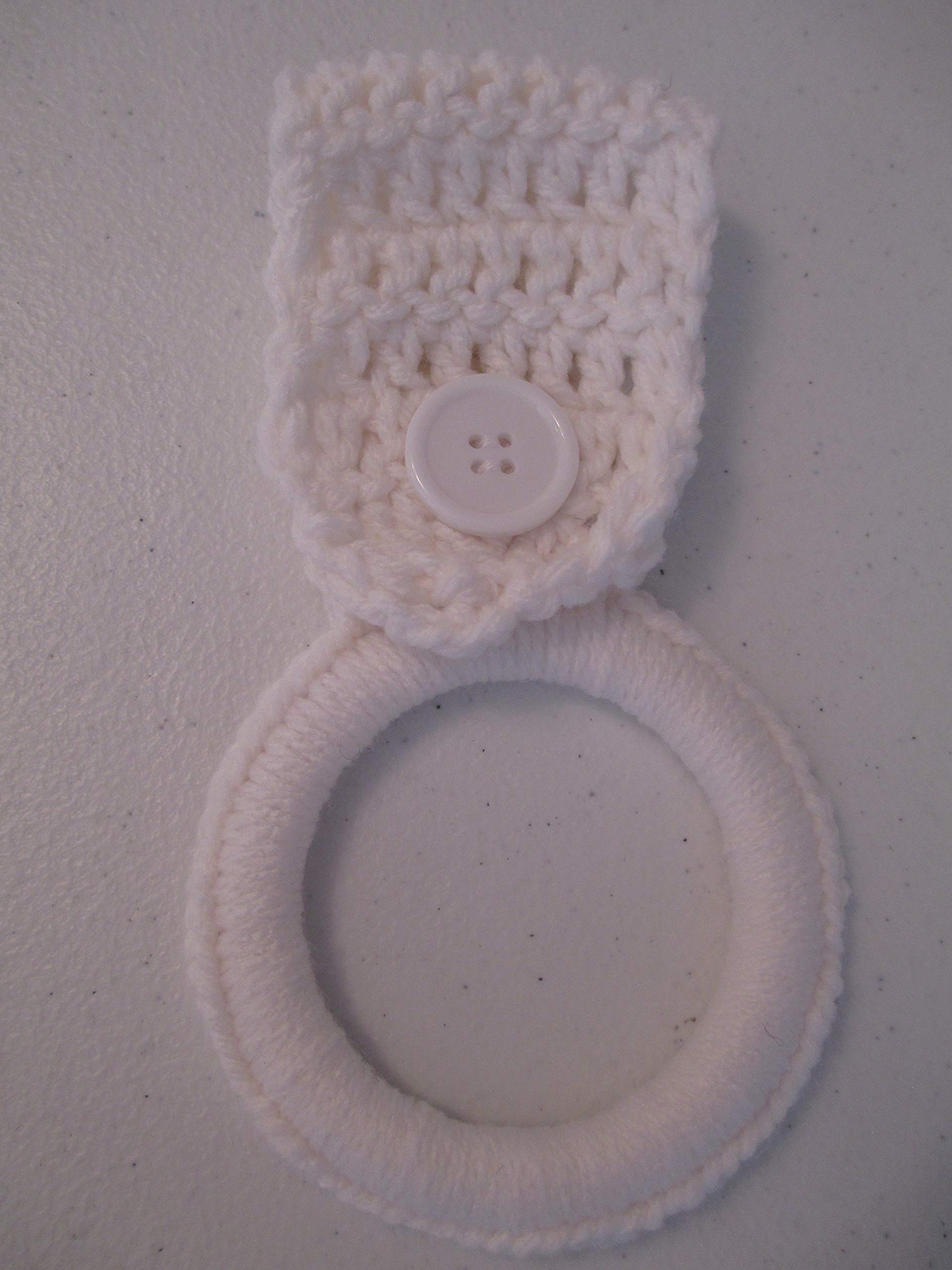 Crocheted Hanging Dish Towel Holder - White