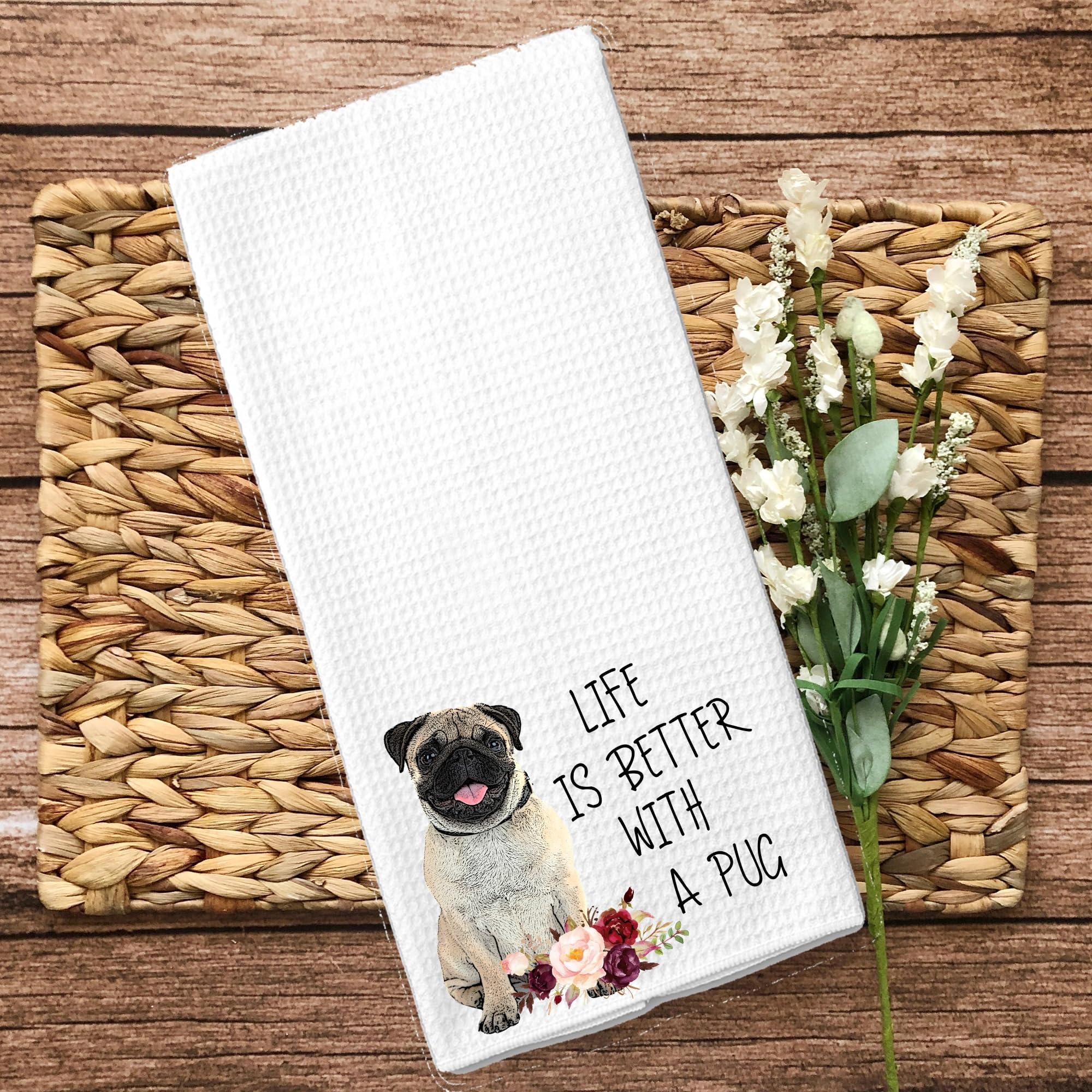 Life is Better with a Pug Microfiber Kitchen Towel Gift for Animal Dog Lover