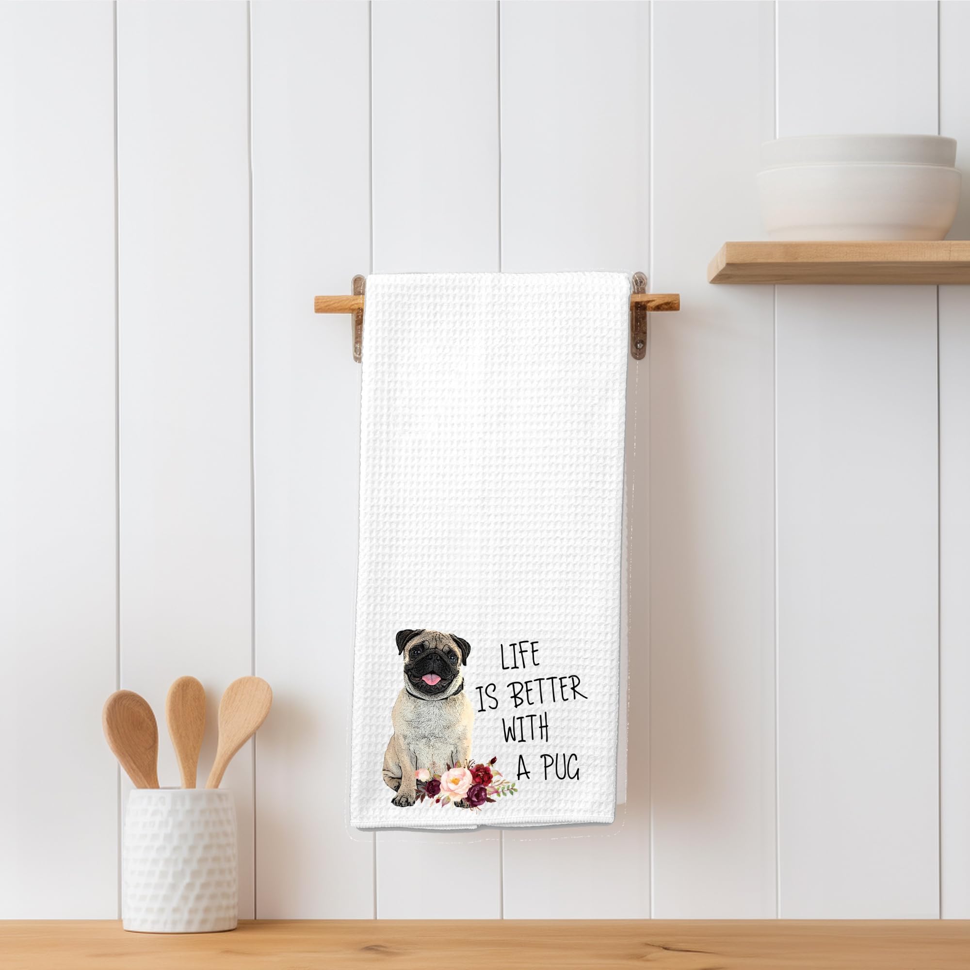 Life is Better with a Pug Microfiber Kitchen Towel Gift for Animal Dog Lover