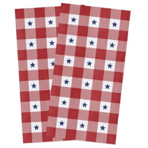 independence day cotton kitchen towels dishcloth july 4th party red white and blue star check absorbent kitchen dish towels-reusable cleaning cloths for kitchen,tea/bar/hand towels,18x28inch 2 pack