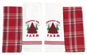 serafina home farmhouse christmas kitchen hand towels: decorative country red plaid and have yourself a cozy little christmas on the tree farm