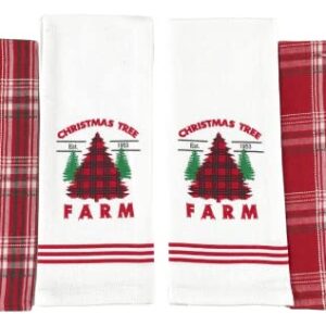 Serafina Home Farmhouse Christmas Kitchen Hand Towels: Decorative Country Red Plaid and Have Yourself a Cozy Little Christmas on The Tree Farm