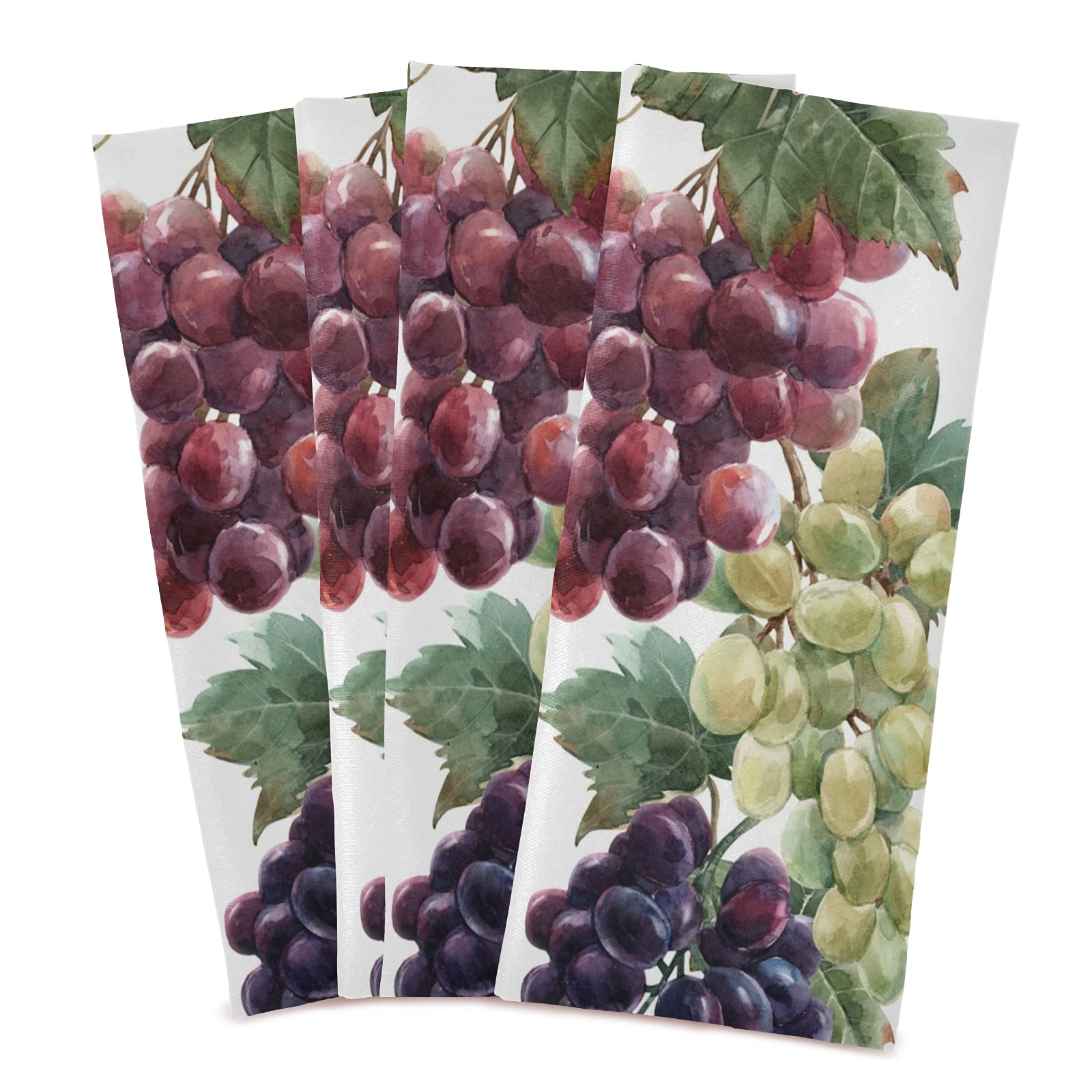 Dallonan Kitchen Towels Set of 4 Red White and Black Grapes Vine Polyester Soft Absorbent Dishcloths Decorative Towels for Kitchen Hand Towels, Dish Towel, Tea Towels, 28x18 Inch