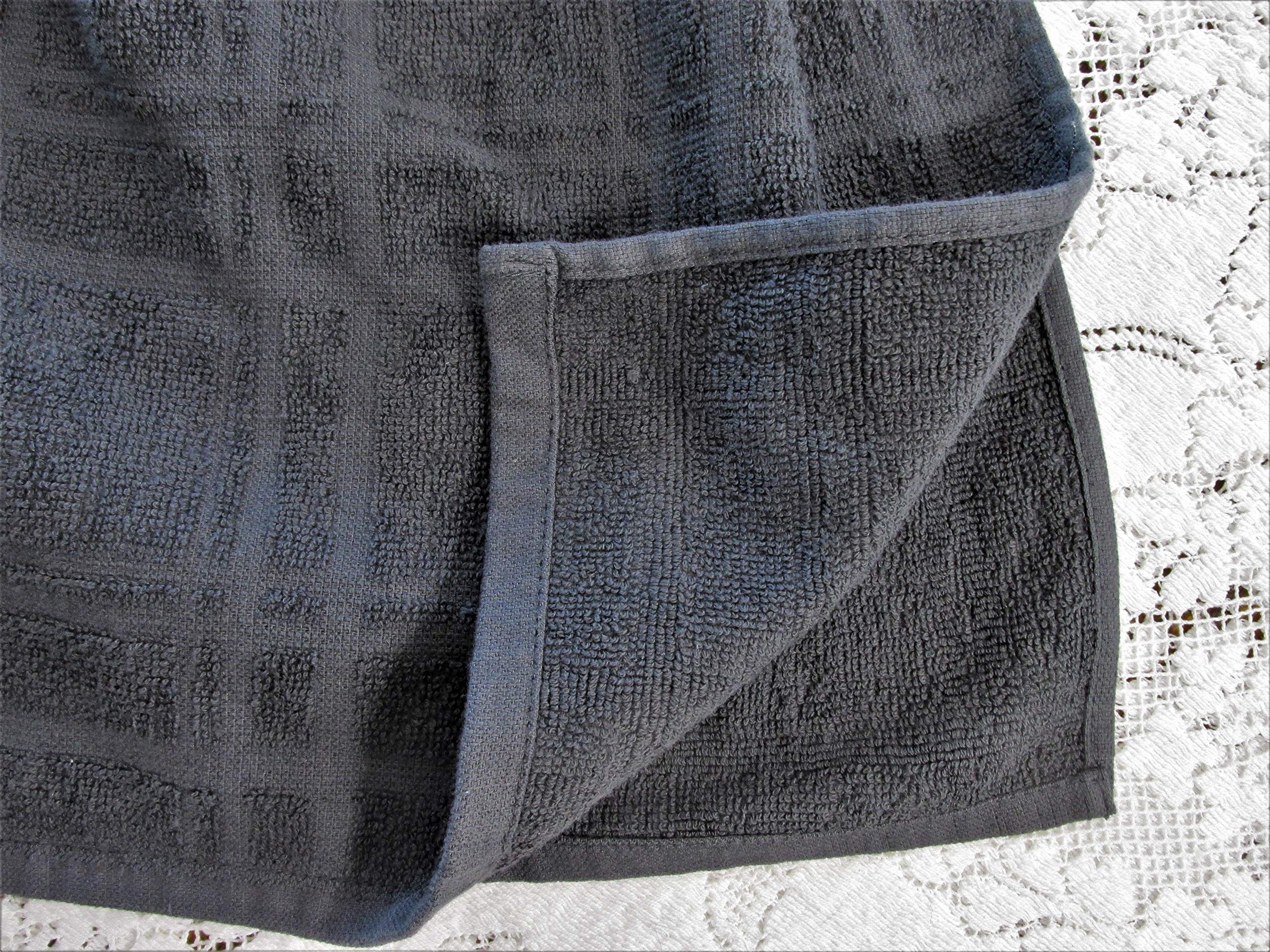 Gray Plaid Double Thickness Towel - Best Quality Name-Brand - Hanging Kitchen Towel - Gray Cotton Crochet Top