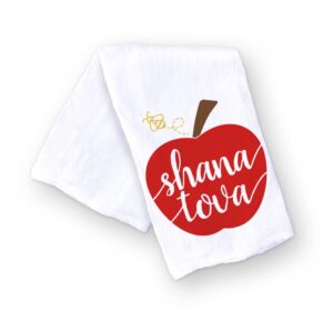 rosh hashanah kitchen towel, apple and bee shana tova challah proofing towel, jewish holiday hostess gift (shana tova apple honey bee)
