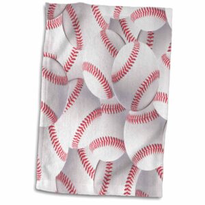 3d rose baseball pattern-white and red base ball sporty-sporting game-team boys jock towel, 15" x 22", multicolor