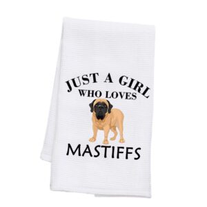 bdpwss mastiff dog gift mastiff mom gift mastiff lover gift just a girl who loves mastiffs kitchen towel for mastiff owner (girl love mastiffs tw)
