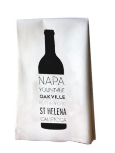 napa valley cities wine bottle flour sack tea towel