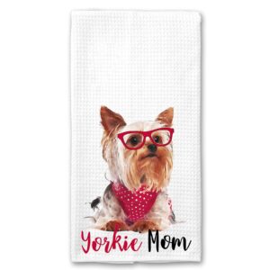 yorkie mom, yorkshire terrier microfiber kitchen tea bar towel gift for animal dog lover