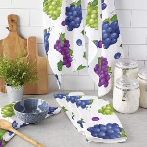 Big buy store Farm Grape Kitchen Dish Towels Set of 2, Soft Lightweight Microfiber Absorbent Hand Towel Purple Green Fruit Tea Towel for Kitchen Bathroom 18x28in