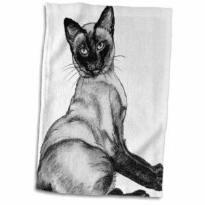 3d rose vintage siamese cat pets and animals hand/sports towel, 15 x 22