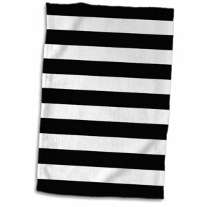 3d rose stylish contemporary black and white pattern aka breton stripe twl_56663_1 towel, 15" x 22"