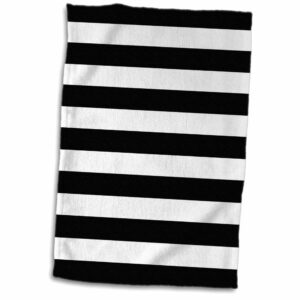 3D Rose Stylish Contemporary Black and White Pattern aka Breton Stripe TWL_56663_1 Towel, 15" x 22"