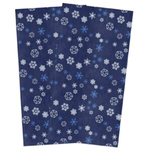 beisseid snowflake kitchen dish towels merry christmas blue white snow fantasy dish cloth fingertip bath towels cloth hand drying soft cotton tea towel 18x28in 2pcs