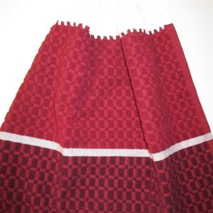 Crocheted FULL Towel Shades of Red Kitchen Towel with White Yarn