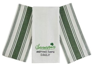 st. patrick's day kitchen towels: fun irish shenanigans with plaid clover all over towels (clover shenanigans)