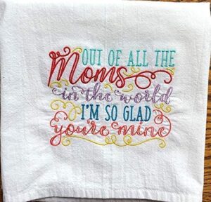 mother's day embroidered tea towel, flour sack towel, dish towel, gift for mom, kitchen towel