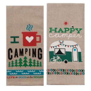 18th Street Gifts Happy Camper Dish Towels and Camping Rules Sign - Camper Decor Glamping Accessories - RV Decorations for Inside Camper