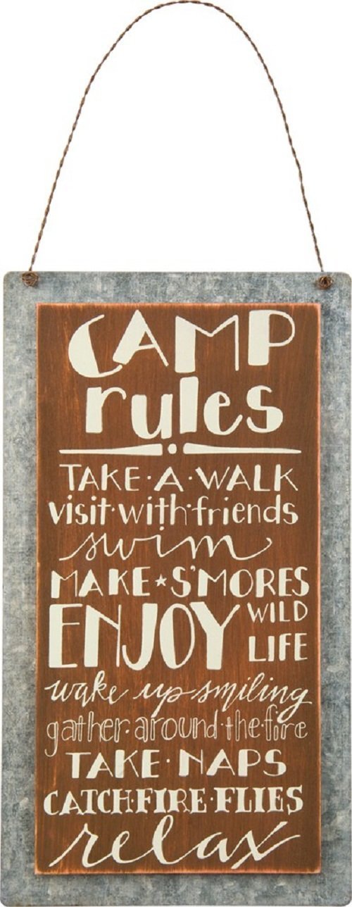 18th Street Gifts Happy Camper Dish Towels and Camping Rules Sign - Camper Decor Glamping Accessories - RV Decorations for Inside Camper