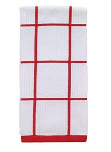 t-fal textiles 10148 100-percent cotton parquet kitchen dish towel, red, check-single