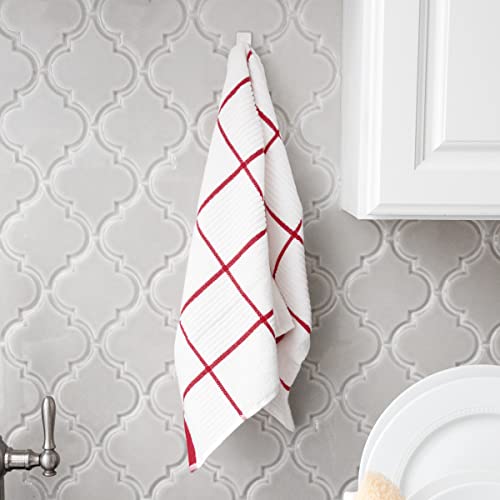 T-fal Textiles 10148 100-Percent Cotton Parquet Kitchen Dish Towel, Red, Check-Single