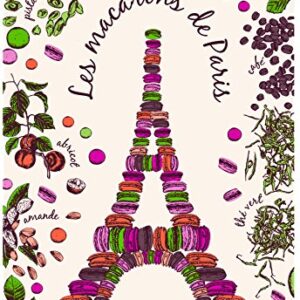 Torchons & Bouchons, Les Macarons de Paris (Eiffel Tower) Printed Kitchen / Tea Towel, 19" x 28", 100% Cotton, Made in France