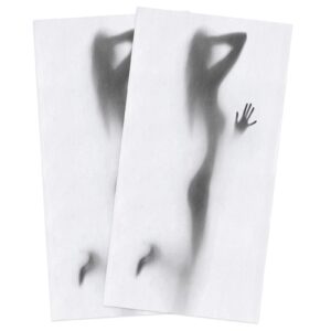 kitchen dish towels 2 pack-super absorbent soft microfiber,sexy woman nude naked silhouette shadow black white cleaning dishcloth hand towels tea towels for kitchen bathroom bar