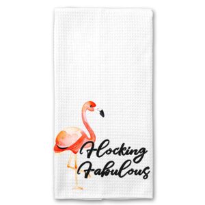 flocking fabulous flamingo funny saying kitchen towel best friend gift