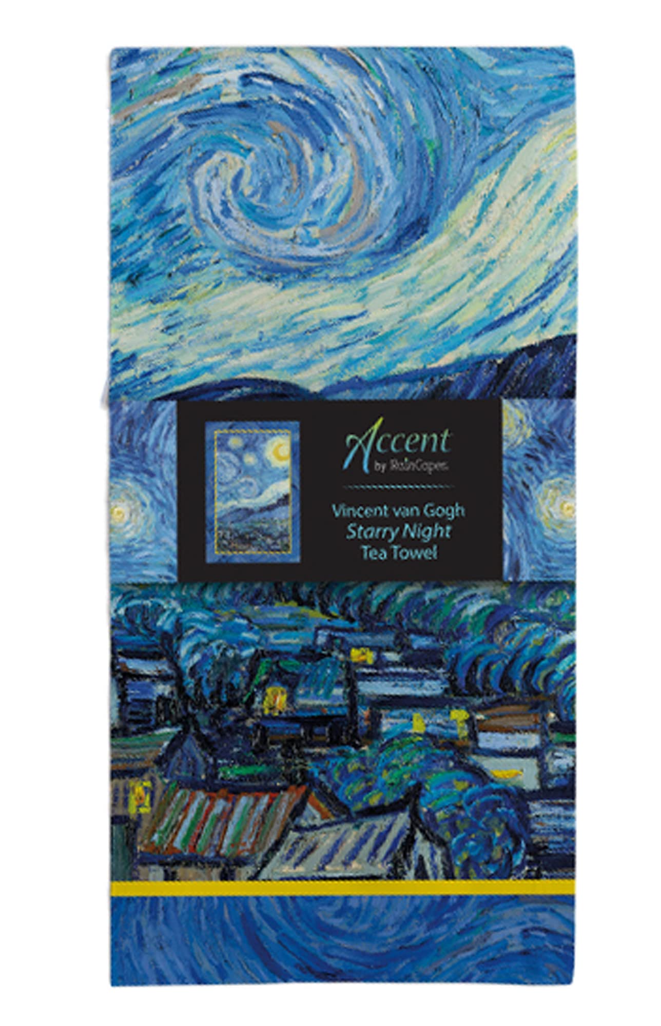 RainCaper Van Gogh Starry Night Tea Towels Kitchen Towels, 18 x 28 Inches, 1 CT | 100% Cotton Super Soft and Absorbent Dish Towels