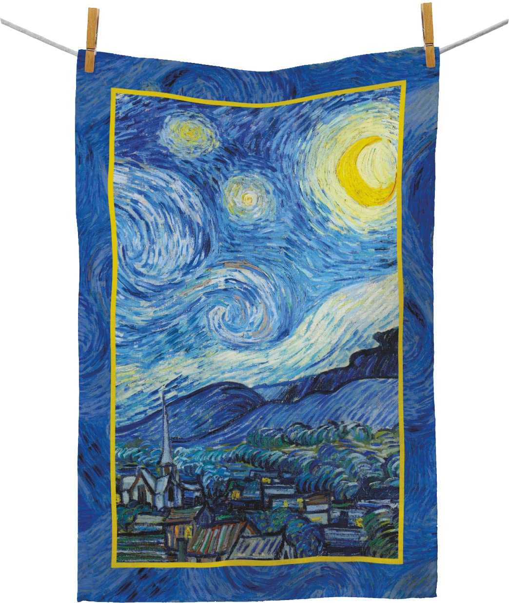 RainCaper Van Gogh Starry Night Tea Towels Kitchen Towels, 18 x 28 Inches, 1 CT | 100% Cotton Super Soft and Absorbent Dish Towels