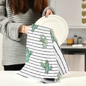 senya Kitchen Towels 4 Pack Kitchen Dish Towels Reusable Cleaning Cloths Vector Cactus Absorbent Tea Towels Machine Washable Hand Towels