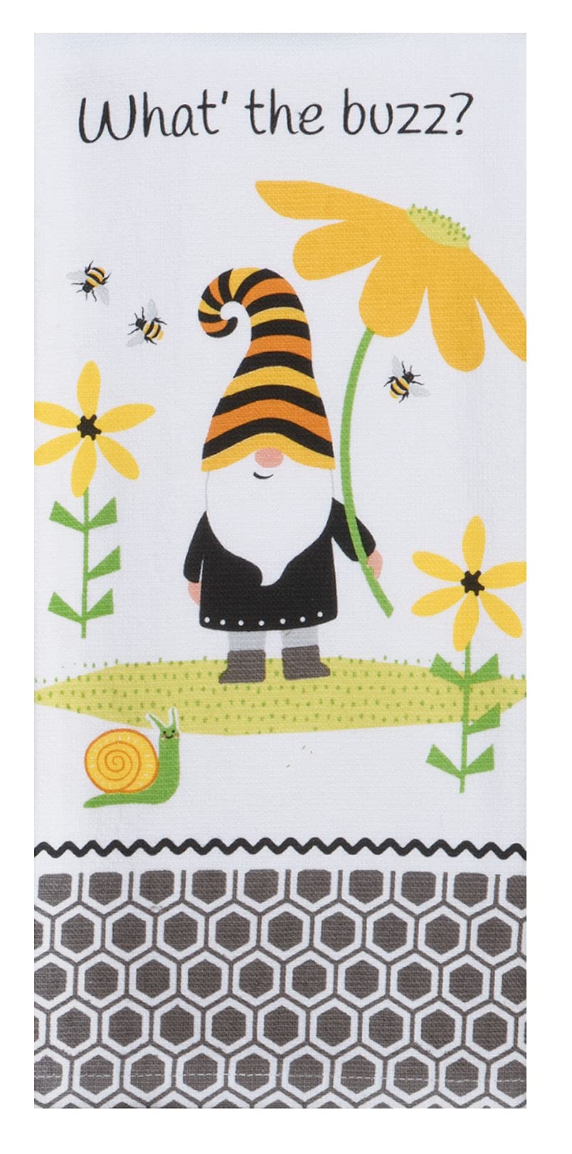 Kay Dee Designs 4 Piece Save the Gnomes and Bees Kitchen Linen Bundle, 2 Dual Purpose Towels and 2 Grabber Mitts