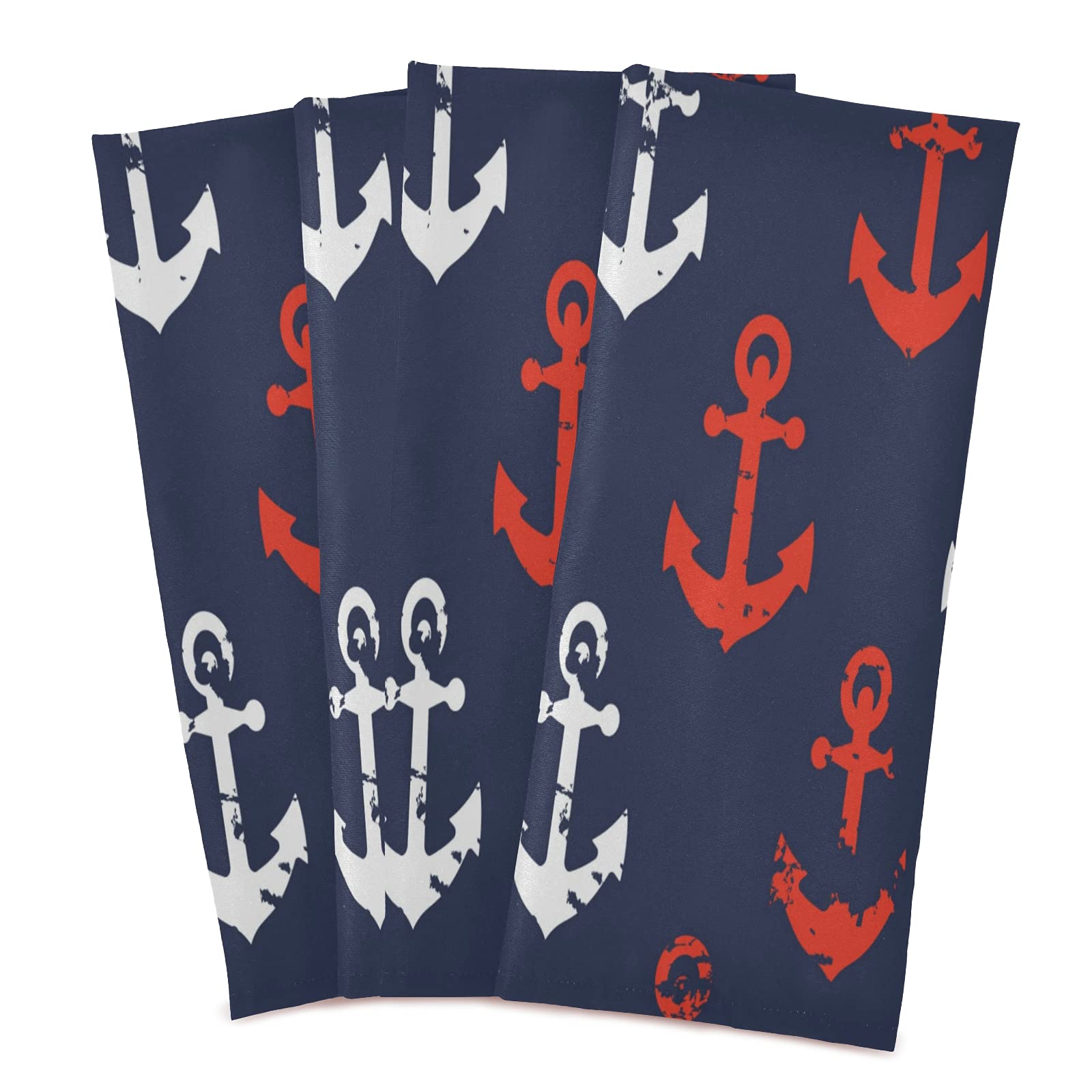 ALAZA Anchor Nautical Vintage Kitchen Towels Dish Bar Tea Towel Dishcloths 1 Pack Super Absorbent Soft 18 x 28 inches