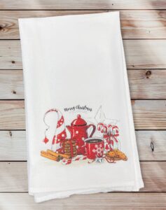 cotton creations bb86000-christmas hot chocolate for christmas tea towels, 28" x 29", pack of 2