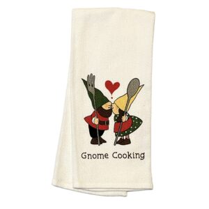 Sonoran Souvenirs Gnome Cooking Christmas Gnome Couple Novelty Tea Towel (15" W × 25" H) 100% Cotton Absorbent Dishtowels for Holiday Kitchen Decor