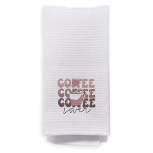negiga coffee heart cup love reusable waffle weave dish cloth towel 24x16 inch,coffee theme decor decorative dish towel for cooking drying cleaning