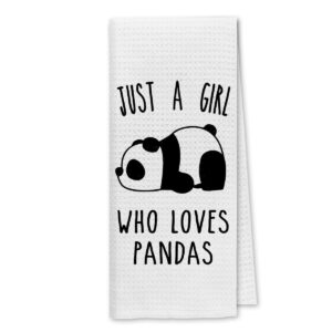 dibor just a girl who loves pandas kitchen towels dish towels dishcloth,cute sleeping panda decorative absorbent drying cloth hand towels tea towels for bathroom kitchen,panda lovers girls women gifts
