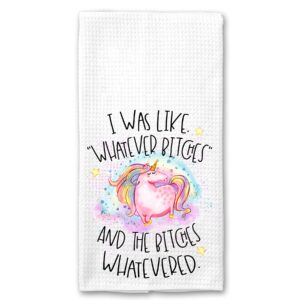 whatever bitches, and the bitches whatevered, unicorn funny kitchen tea bar towel gift for women