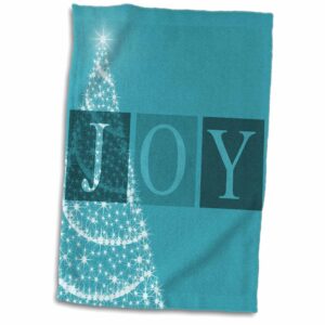 3D Rose Aqua Joy Christmas Tree-Holiday Inspirations TWL_39379_1 Towel, 15" x 22"