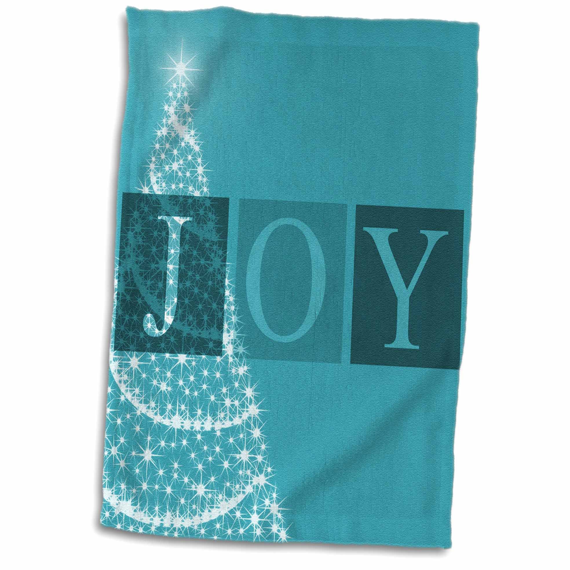 3D Rose Aqua Joy Christmas Tree-Holiday Inspirations TWL_39379_1 Towel, 15" x 22"