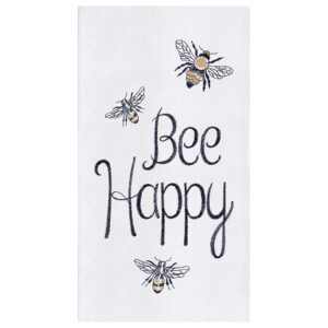 c&f home bee happy flour sack kitchen towel decor decoration 18" x 27" white