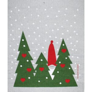 swedish dishcloth - tomte in forest.