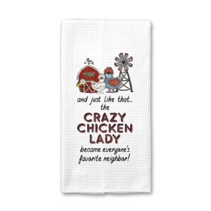 CANARY ROAD Crazy Chicken Lady Neighbor Towel, For Her, Chicken Mom Gift, Chicken Lady, Chicken Farmer Gift, Backyard Farmer Gift